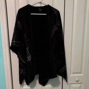 Cuddl Duds Black Plaid Cozy Poncho/Shawl Size L/XL